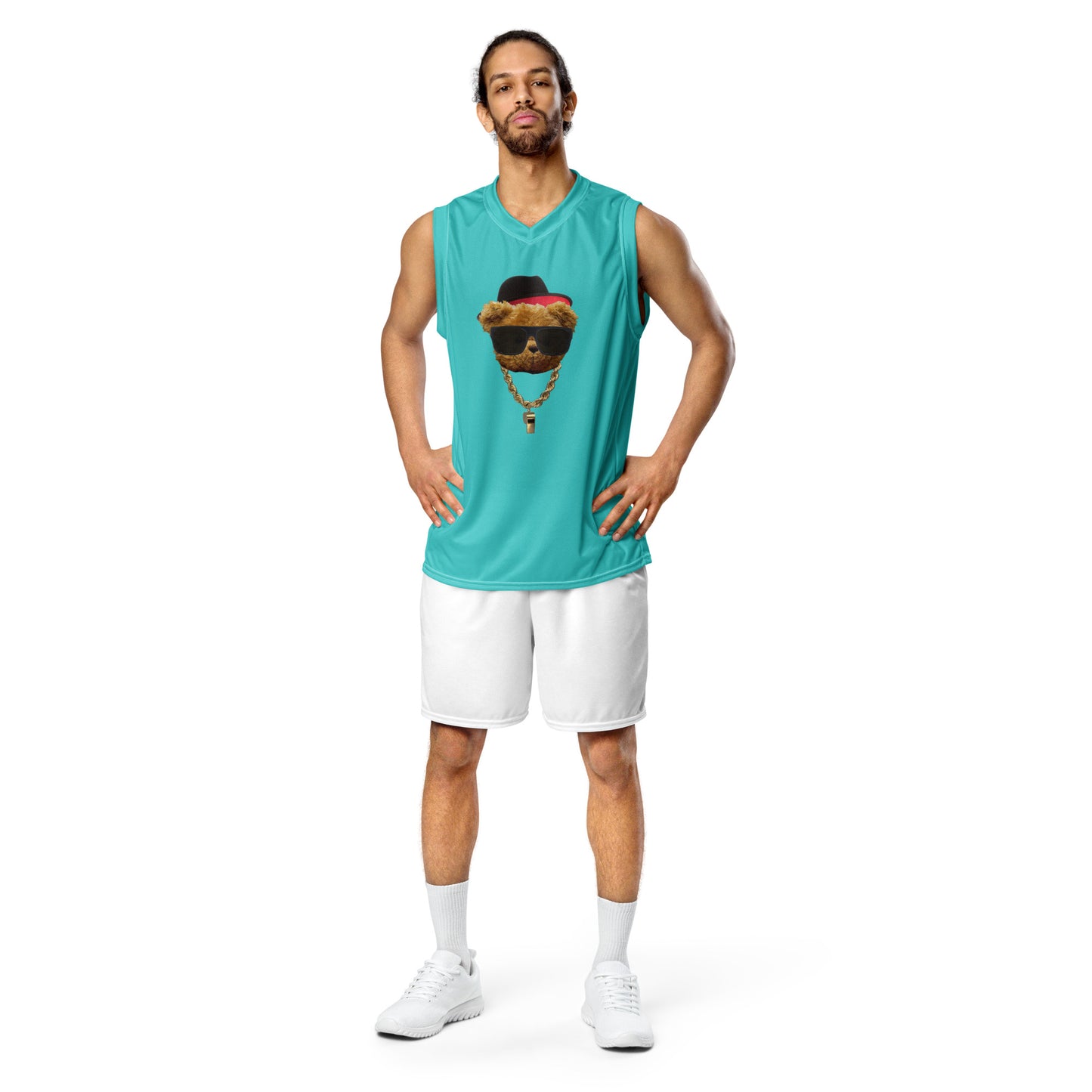 Bear Face Cyan Unisex Basketball Jersey (Geared Up Collection)